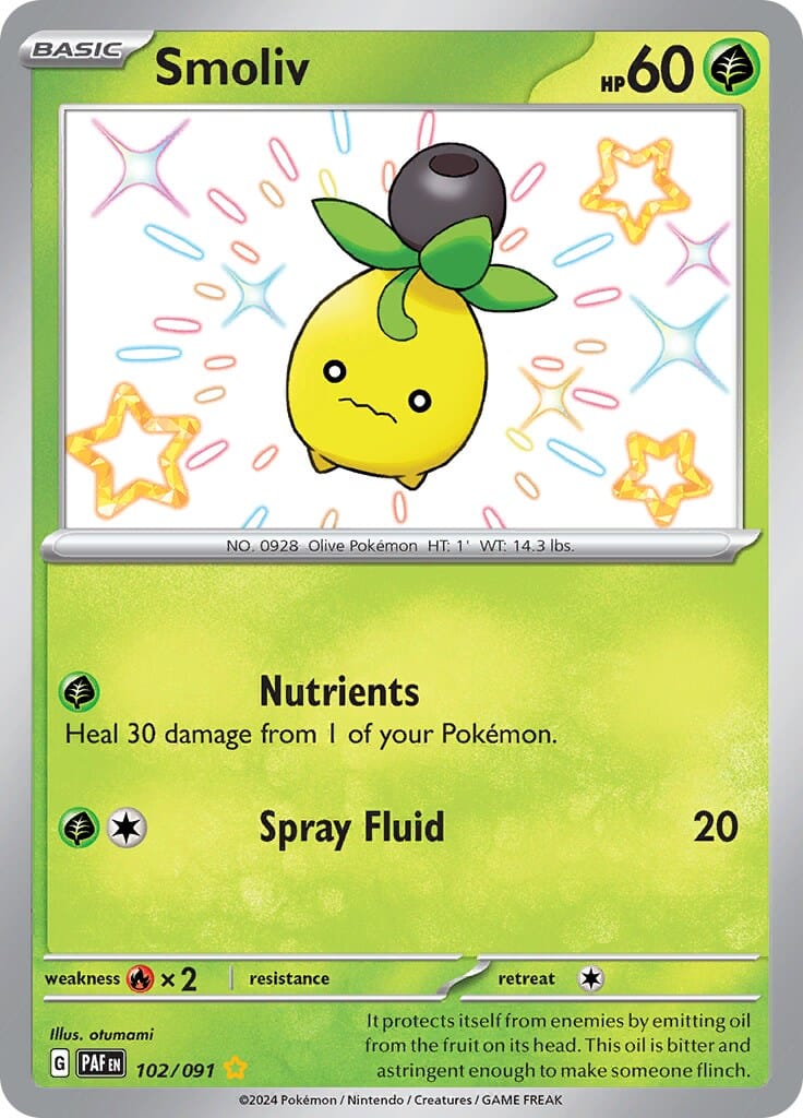 Smoliv (102/091) [Scarlet & Violet: Paldean Fates] Pokemon Single Pokémon  | Multizone: Comics And Games