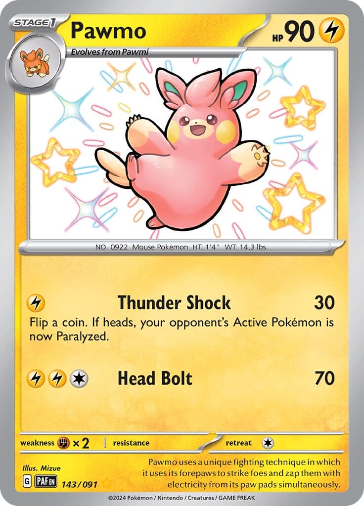 Pawmo (143/091) [Scarlet & Violet: Paldean Fates] Pokemon Single Pokémon  | Multizone: Comics And Games