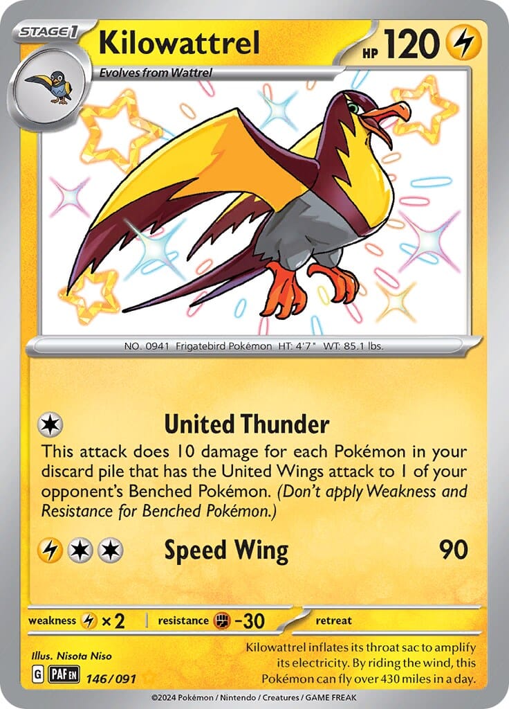 Kilowattrel (146/091) [Scarlet & Violet: Paldean Fates] Pokemon Single Pokémon  | Multizone: Comics And Games