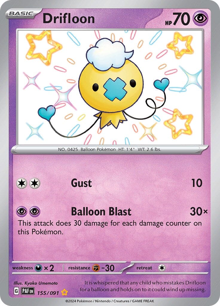 Drifloon (155/091) [Scarlet & Violet: Paldean Fates] Pokemon Single Pokémon  | Multizone: Comics And Games