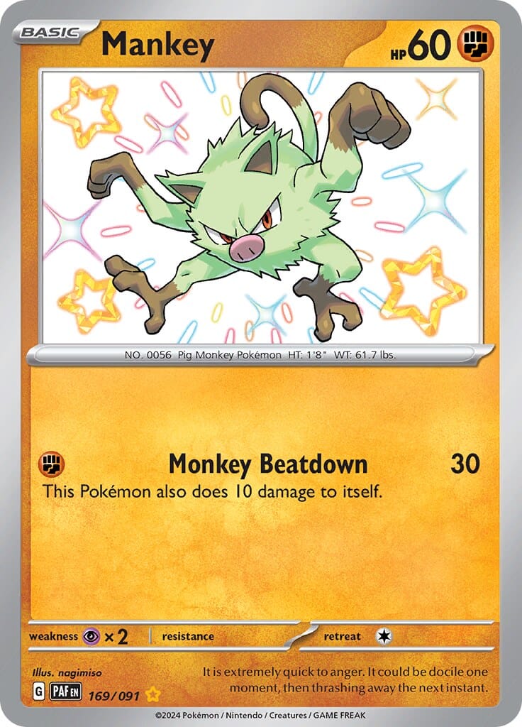 Mankey (169/091) [Scarlet & Violet: Paldean Fates] Pokemon Single Pokémon  | Multizone: Comics And Games