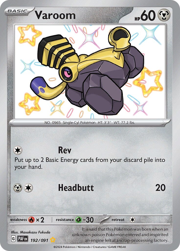 Varoom (192/091) [Scarlet & Violet: Paldean Fates] Pokemon Single Pokémon  | Multizone: Comics And Games