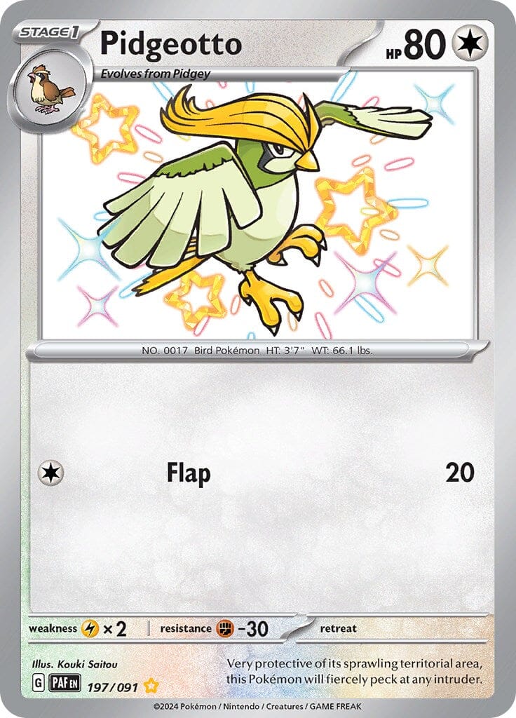 Pidgeotto (197/091) [Scarlet & Violet: Paldean Fates] Pokemon Single Pokémon  | Multizone: Comics And Games
