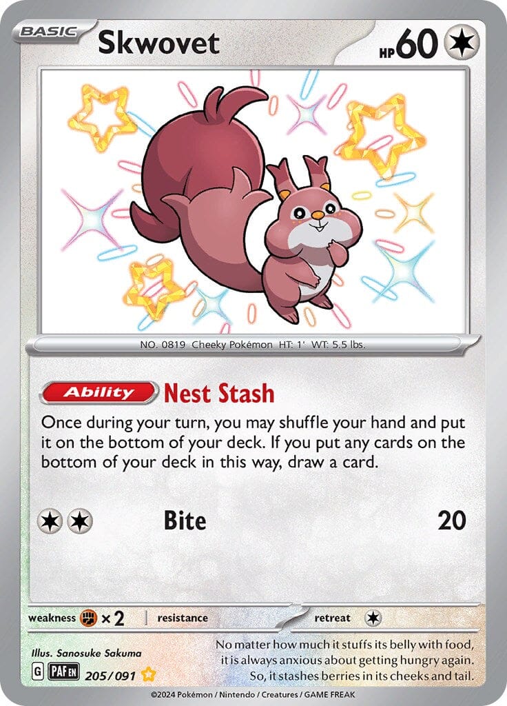 Skwovet (205/091) [Scarlet & Violet: Paldean Fates] Pokemon Single Pokémon  | Multizone: Comics And Games