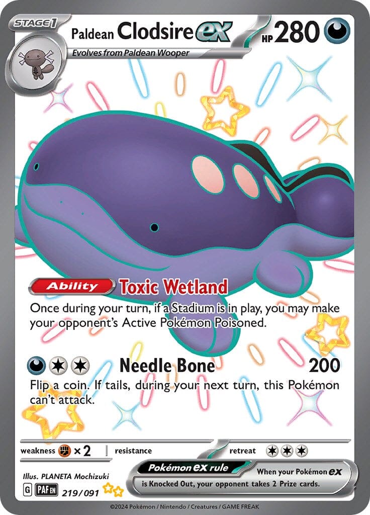 Paldean Clodsire ex (219/091) [Scarlet & Violet: Paldean Fates] Pokemon Single Pokémon  | Multizone: Comics And Games