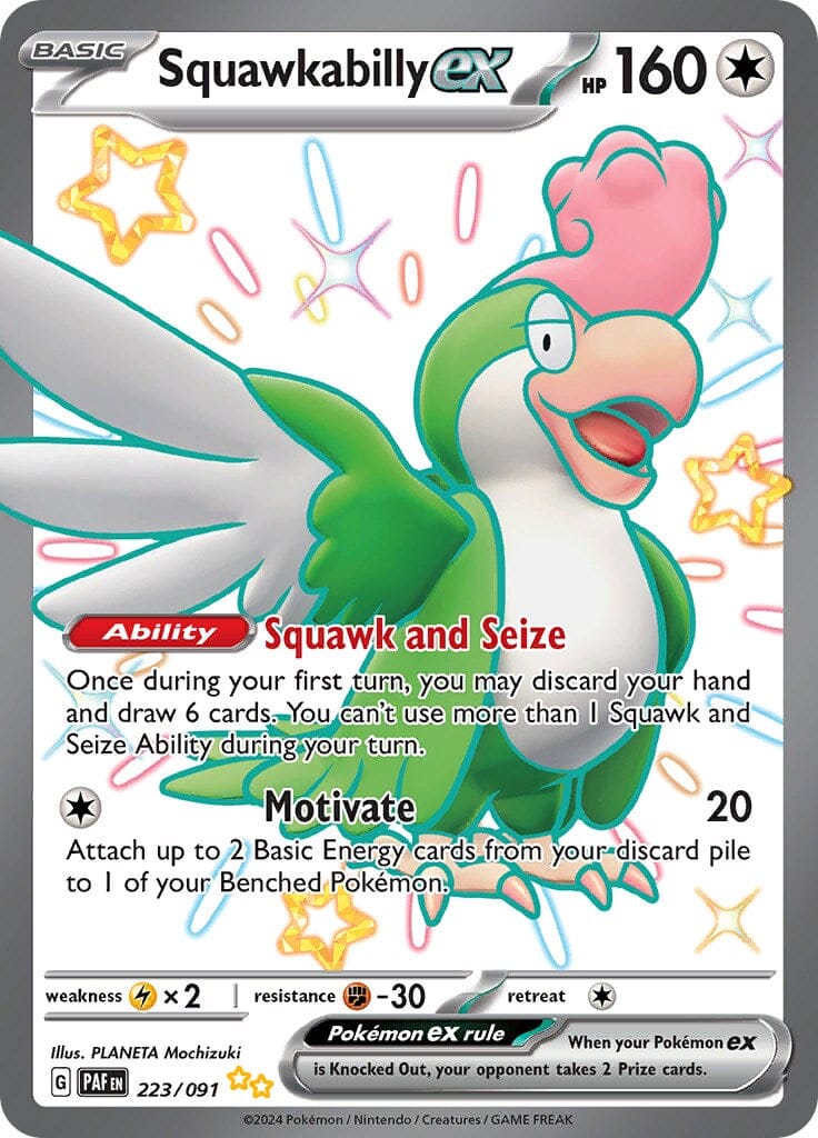 Squawkabilly ex (223/091) [Scarlet & Violet: Paldean Fates] Pokemon Single Pokémon  | Multizone: Comics And Games