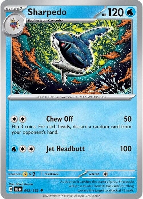 Sharpedo (043/162) [Scarlet & Violet: Temporal Forces] Pokemon Single Pokémon  | Multizone: Comics And Games