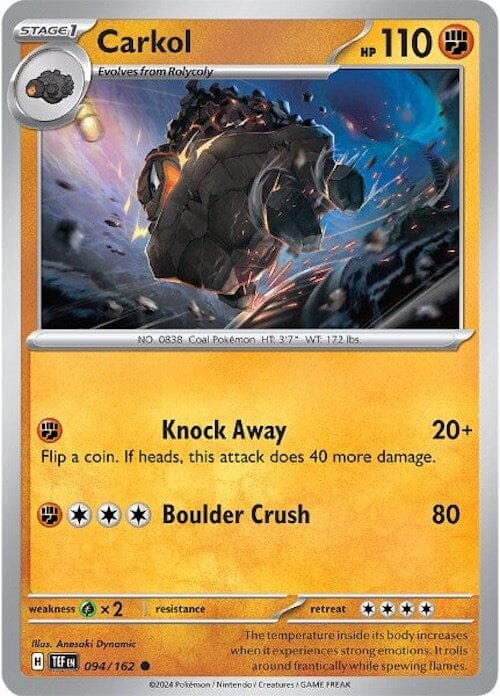 Carkol (094/162) [Scarlet & Violet: Temporal Forces] Pokemon Single Pokémon  | Multizone: Comics And Games