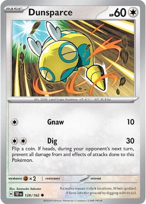 Dunsparce (128/162) [Scarlet & Violet: Temporal Forces] Pokemon Single Pokémon  | Multizone: Comics And Games