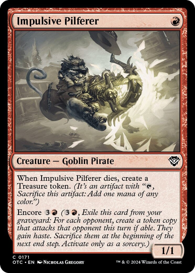 Impulsive Pilferer [Outlaws of Thunder Junction Commander] MTG Single Magic: The Gathering  | Multizone: Comics And Games