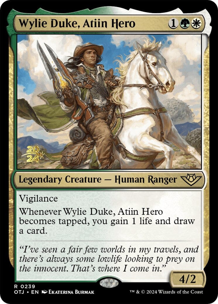 Wylie Duke, Atiin Hero [Outlaws of Thunder Junction Prerelease Promos] MTG Single Magic: The Gathering  | Multizone: Comics And Games