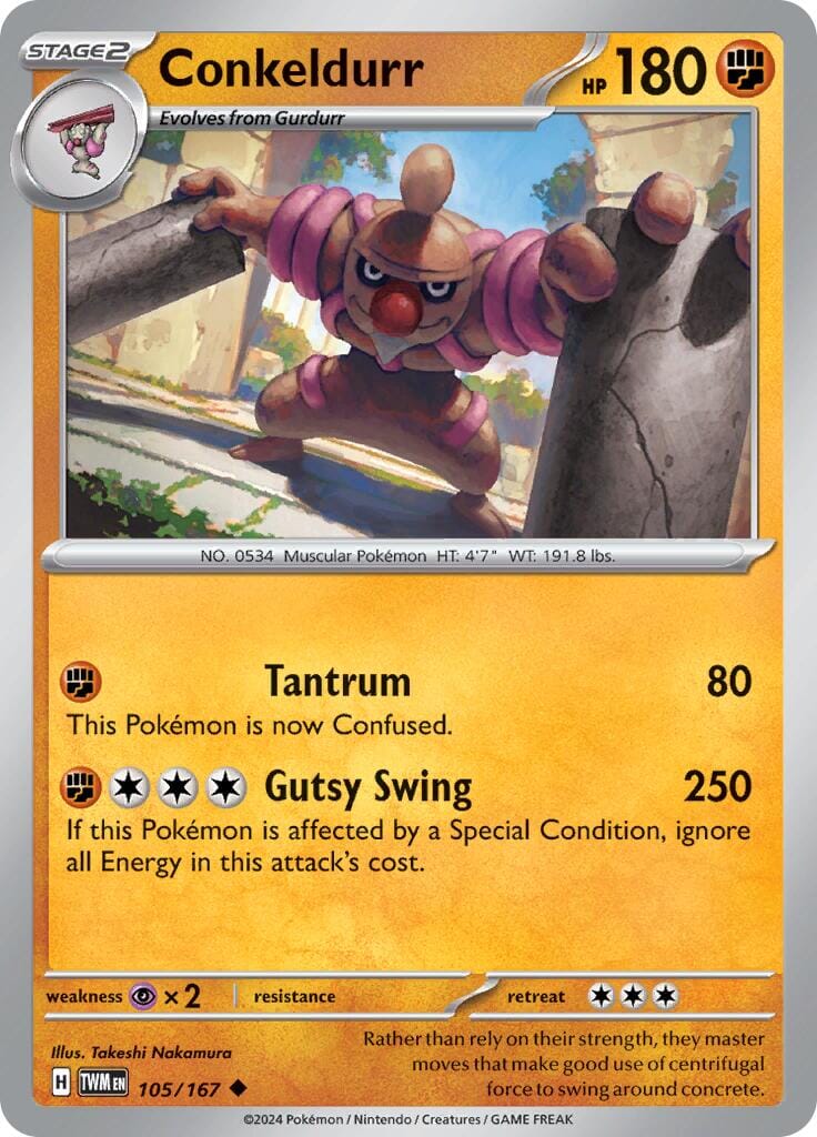 Conkeldurr (105/167) [Scarlet & Violet: Twilight Masquerade] Pokemon Single Pokémon  | Multizone: Comics And Games