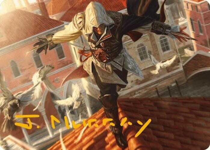 Ezio, Blade of Vengeance Art Card (Gold-Stamped Signature) [Assassin's Creed Art Series] MTG Single Magic: The Gathering  | Multizone: Comics And Games