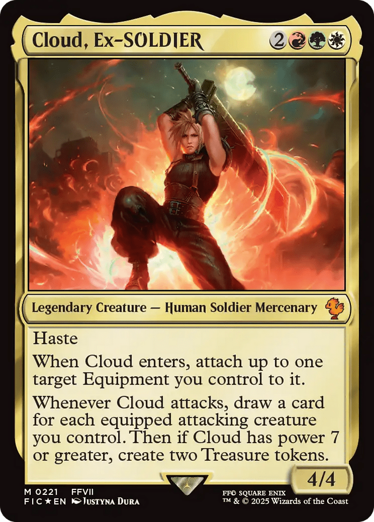 Cloud, Ex-SOLDIER (Surge Foil) [FINAL FANTASY Commander] MTG Single Magic: The Gathering  | Multizone: Comics And Games