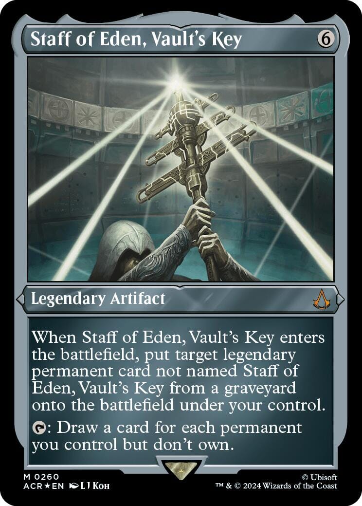 Staff of Eden, Vault's Key (Foil Etched) [Assassin's Creed] MTG Single Magic: The Gathering  | Multizone: Comics And Games