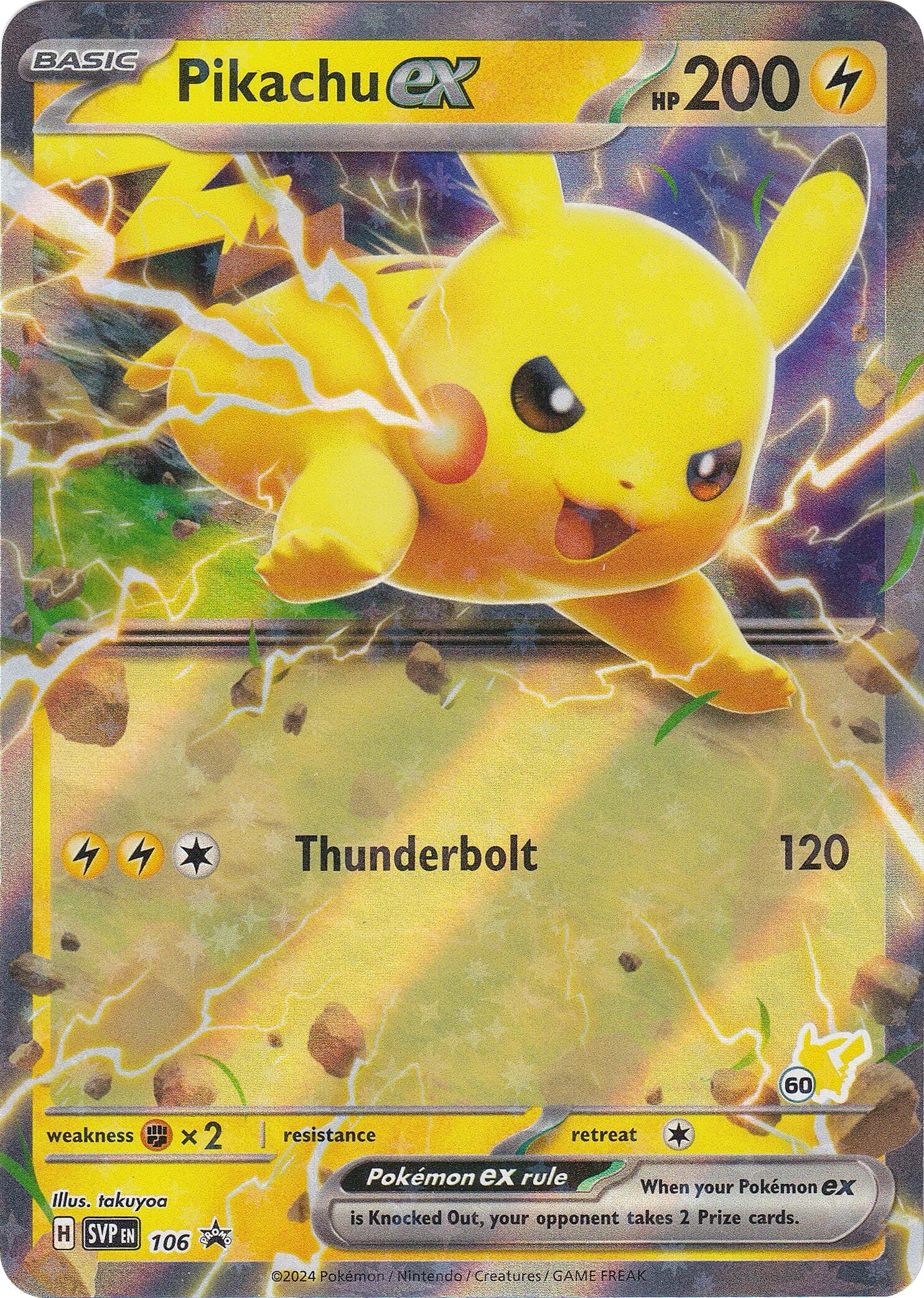 Pikachu ex (106) (Pikachu 60) [Battle Academy 2024] Pokemon Single Pokémon  | Multizone: Comics And Games