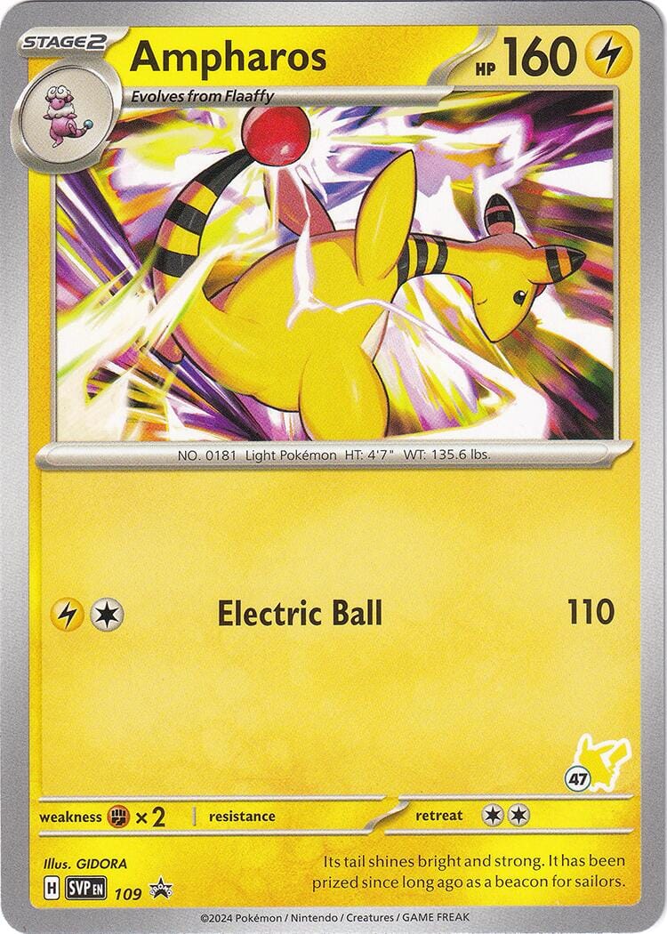 Ampharos (109) (Pikachu Stamp #47) [Battle Academy 2024] Pokemon Single Pokémon  | Multizone: Comics And Games