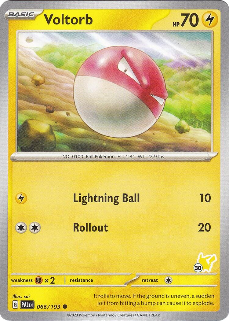 Voltorb (066/193) (Pikachu Stamp #30) [Battle Academy 2024] Pokemon Single Pokémon  | Multizone: Comics And Games