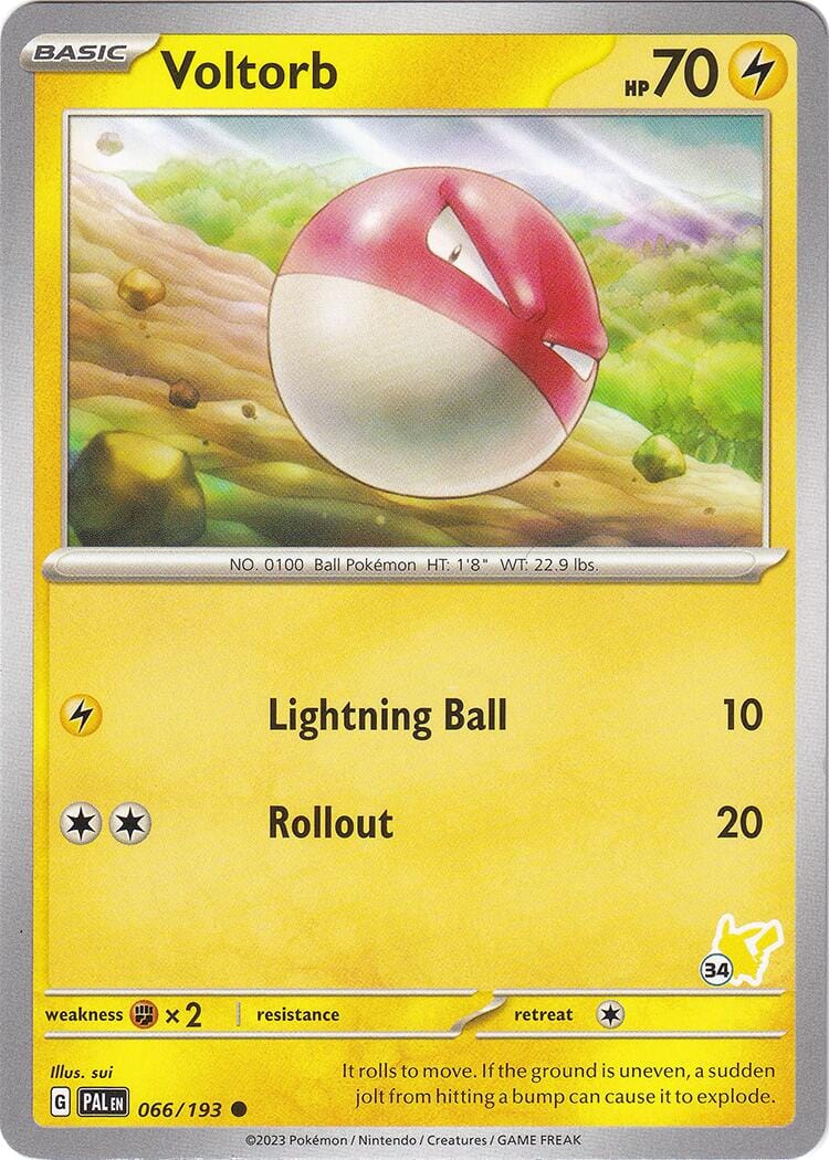 Voltorb (066/193) (Pikachu Stamp #34) [Battle Academy 2024] Pokemon Single Pokémon  | Multizone: Comics And Games