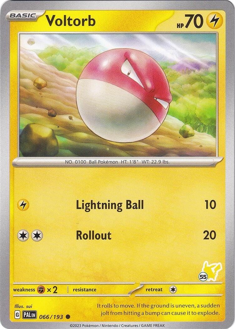 Voltorb (066/193) (Pikachu Stamp #55) [Battle Academy 2024] Pokemon Single Pokémon  | Multizone: Comics And Games