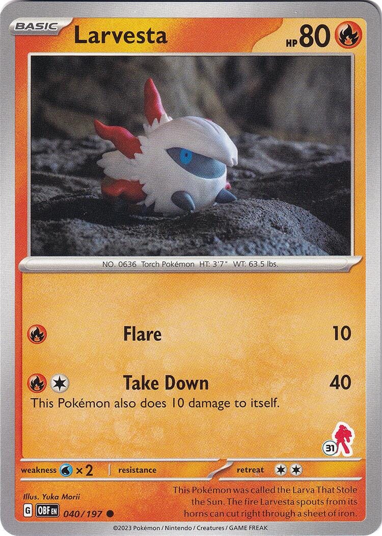 Larvesta (040/197) (Armarouge Stamp #31) [Battle Academy 2024] Pokemon Single Pokémon  | Multizone: Comics And Games
