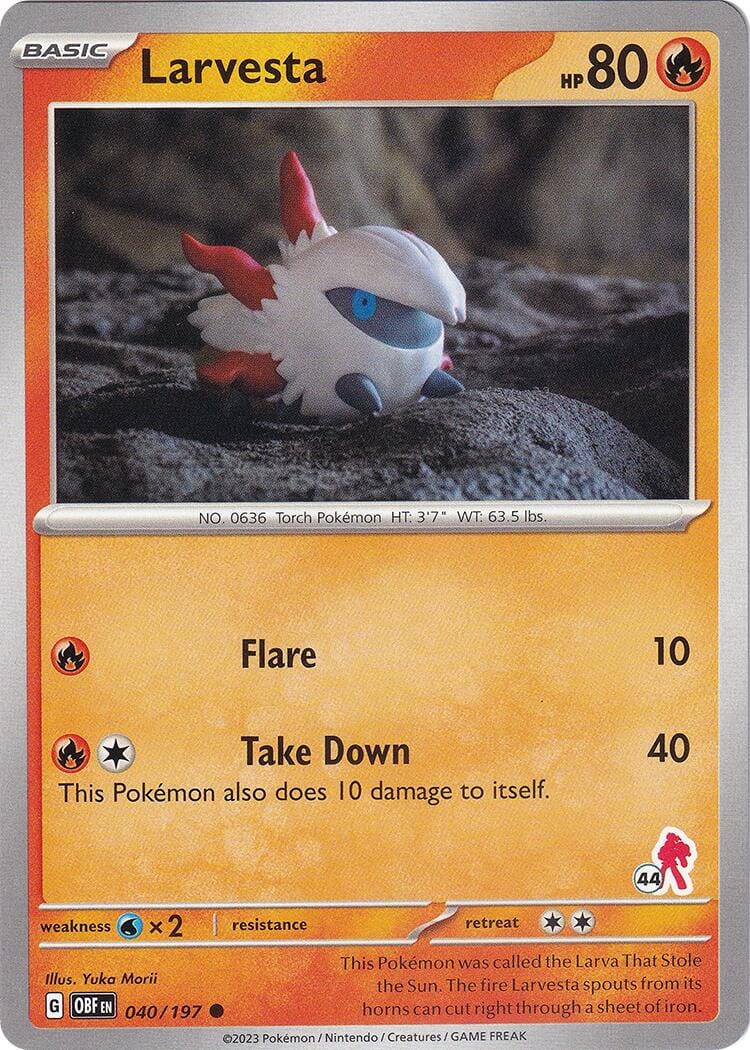 Larvesta (040/197) (Armarouge Stamp #44) [Battle Academy 2024] Pokemon Single Pokémon  | Multizone: Comics And Games