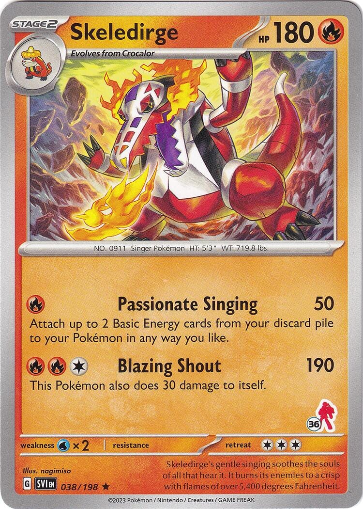 Skeledirge (038/198) (Armarouge Stamp #36) [Battle Academy 2024] Pokemon Single Pokémon  | Multizone: Comics And Games