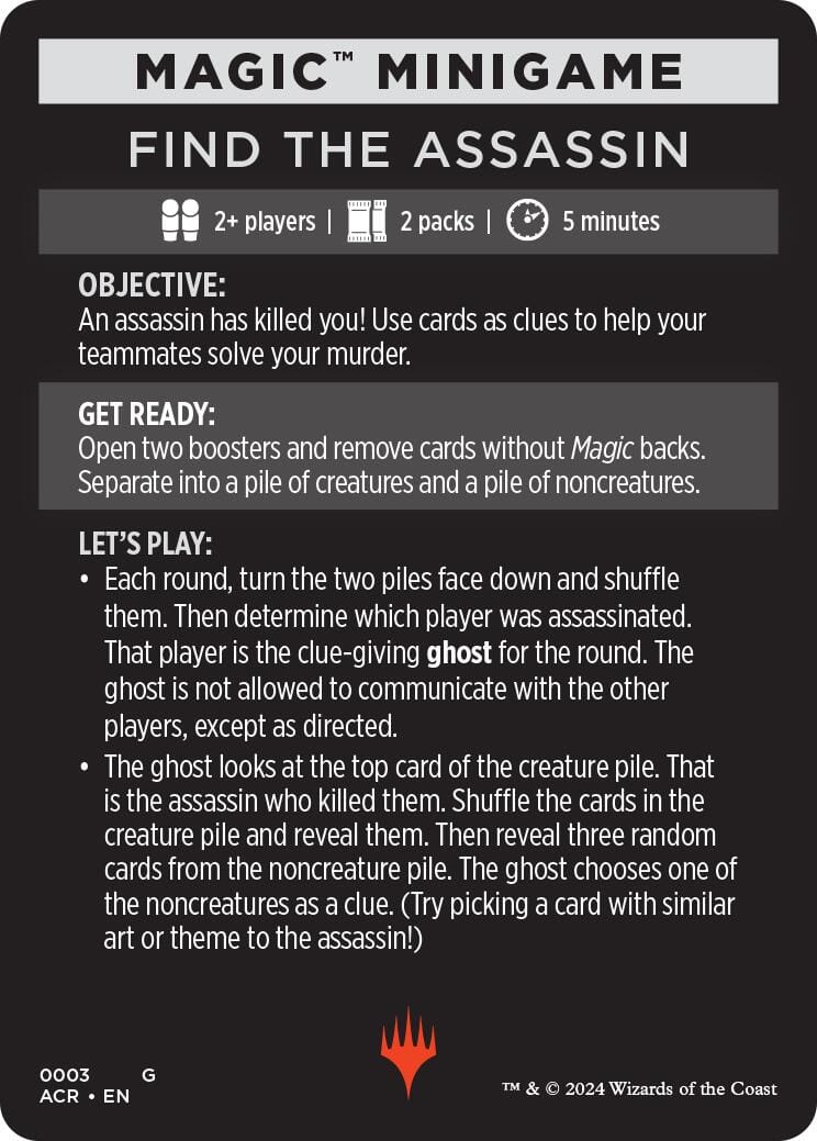 Find The Assassin (Magic Minigame) [Assassin's Creed Minigame] MTG Single Magic: The Gathering  | Multizone: Comics And Games