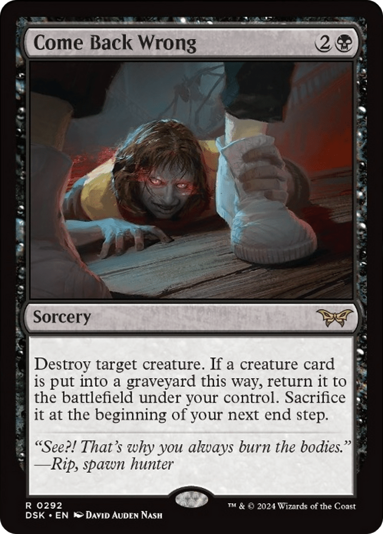 Come Back Wrong (0292) [Duskmourn: House of Horror] MTG Single Magic: The Gathering  | Multizone: Comics And Games