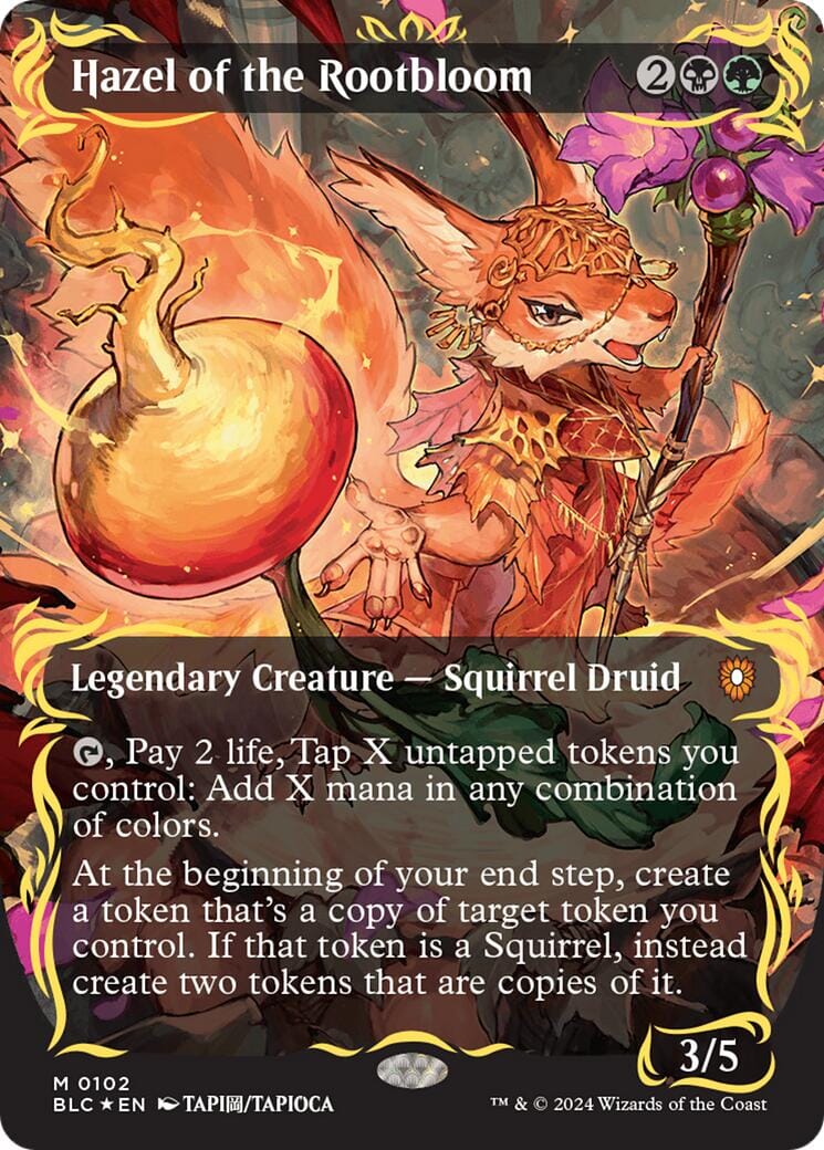Hazel of the Rootbloom (Borderless) (Raised Foil) [Bloomburrow Commander] MTG Single Magic: The Gathering  | Multizone: Comics And Games