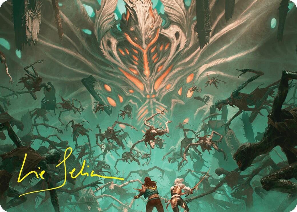 Valgavoth's Onslaught Art Card (Gold-Stamped Signature) [Duskmourn: House of Horror Art Series] MTG Single Magic: The Gathering  | Multizone: Comics And Games