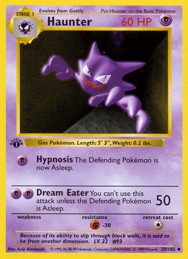 Haunter (29/102) (Shadowless) [Base Set 1st Edition] Pokemon Single Pokémon  | Multizone: Comics And Games