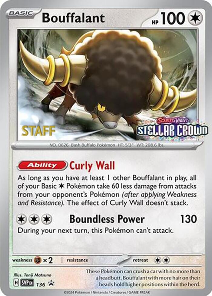 Bouffalant (136) (Staff Promo) [Scarlet & Violet: Black Star Promos] Pokemon Single Pokémon  | Multizone: Comics And Games