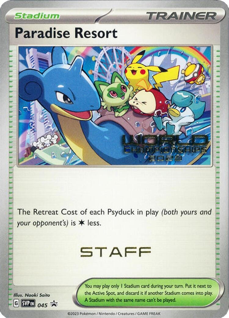 Paradise Resort (045) (World Championships 2023) (Staff) [Scarlet & Violet: Black Star Promos] Pokemon Single Pokémon  | Multizone: Comics And Games