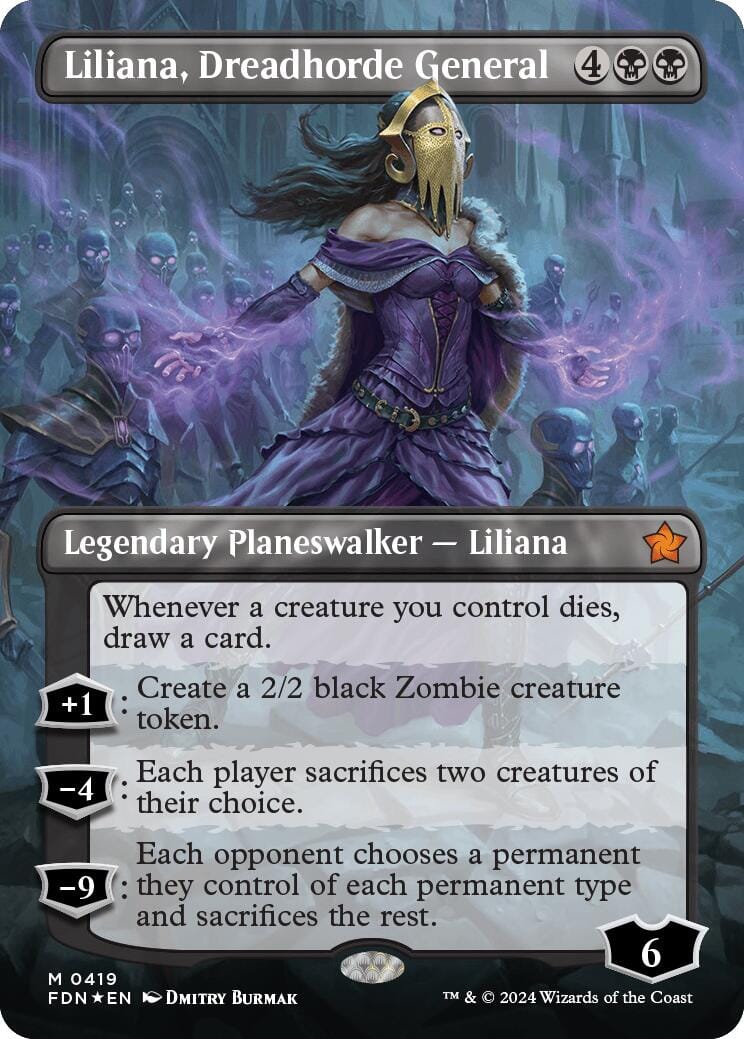 Liliana, Dreadhorde General (Borderless) (Mana Foil) [Foundations] MTG Single Magic: The Gathering  | Multizone: Comics And Games