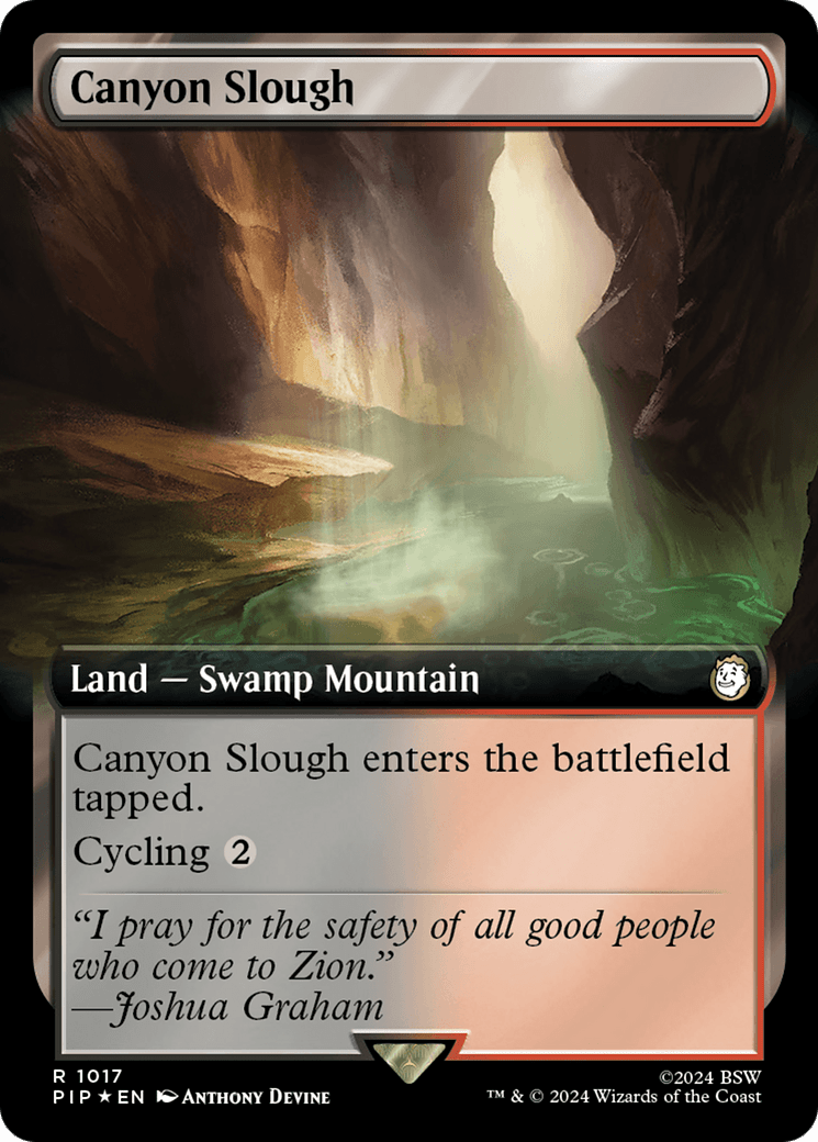 Canyon Slough (Extended Art) (Surge Foil) [Fallout] MTG Single Magic: The Gathering  | Multizone: Comics And Games