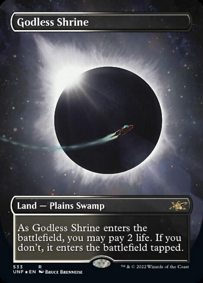 Godless Shrine (Borderless) (Galaxy Foil) [Unfinity] MTG Single Magic: The Gathering  | Multizone: Comics And Games