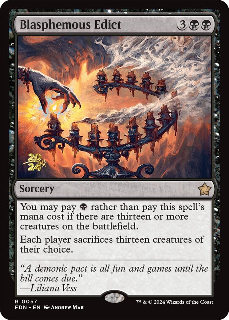 Blasphemous Edict [Foundations Prerelease Promos] MTG Single Magic: The Gathering  | Multizone: Comics And Games