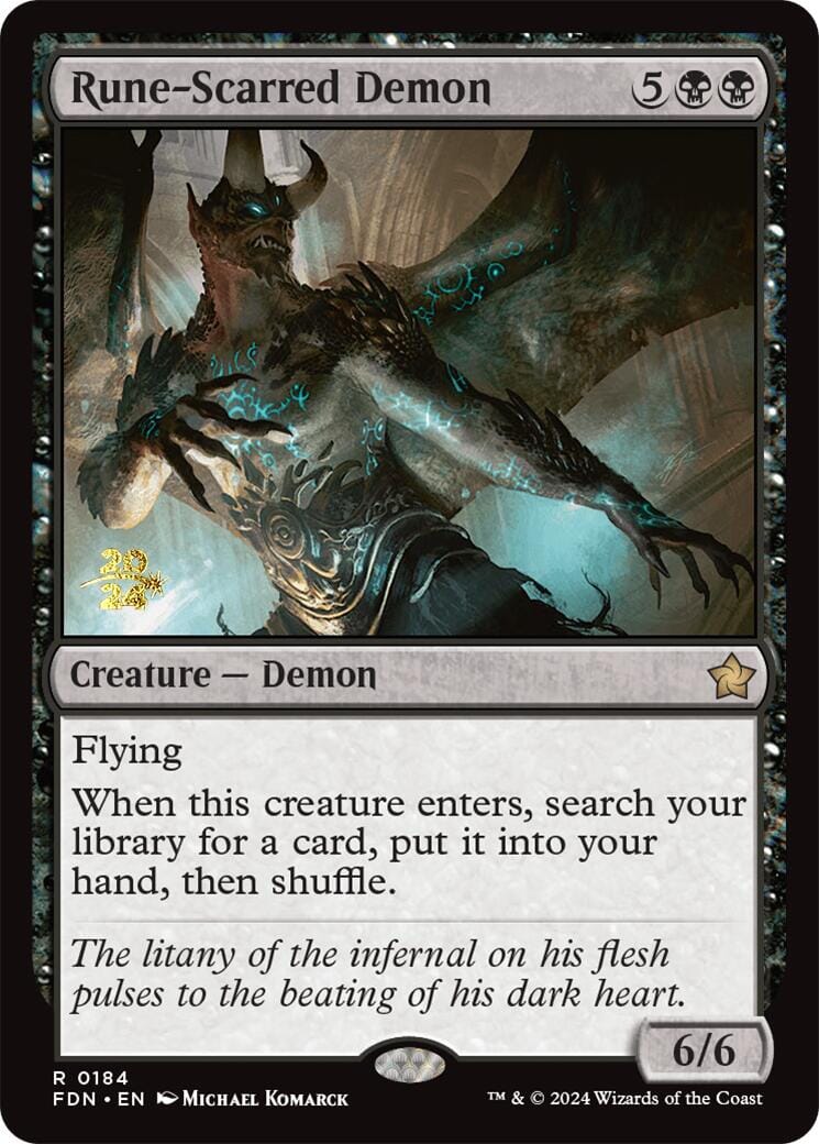 Rune-Scarred Demon [Foundations Prerelease Promos] MTG Single Magic: The Gathering  | Multizone: Comics And Games