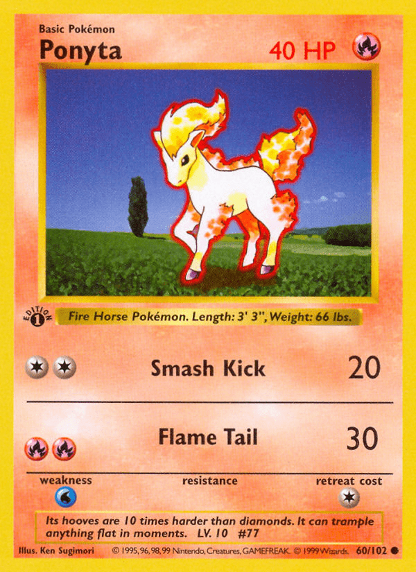 Ponyta (60/102) (Shadowless) [Base Set 1st Edition] Pokemon Single Pokémon  | Multizone: Comics And Games