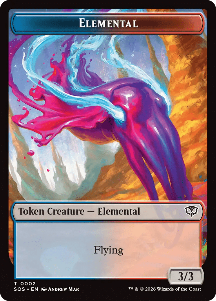 Fractal (0004) // Elemental (0002) Double-Sided Token [Secrets of Strixhaven Tokens] MTG Single Magic: The Gathering  | Multizone: Comics And Games