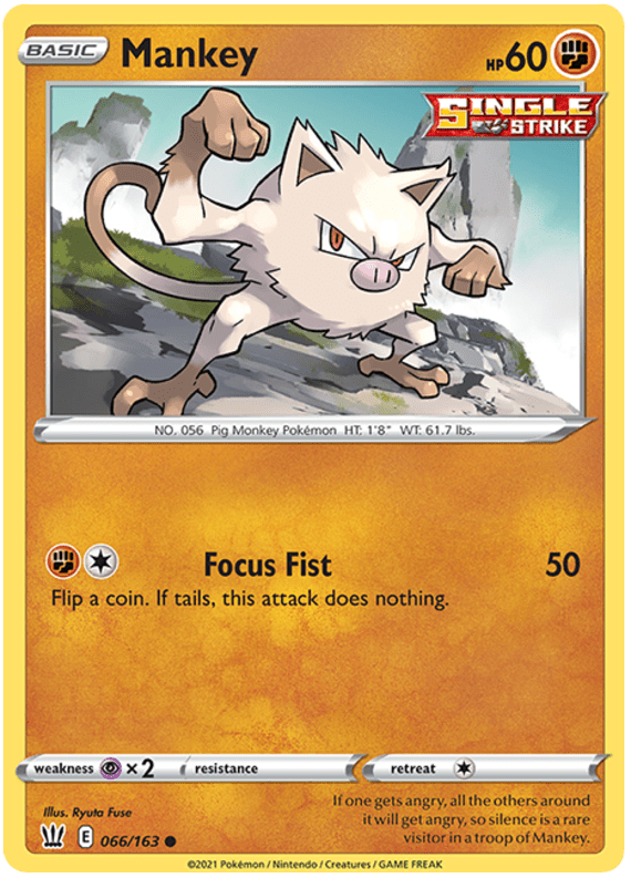 Mankey (066/163) [Sword & Shield: Battle Styles] Pokemon Single Pokémon  | Multizone: Comics And Games