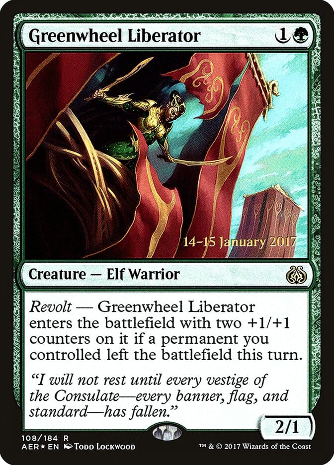 Greenwheel Liberator [Aether Revolt Prerelease Promos] MTG Single Magic: The Gathering  | Multizone: Comics And Games