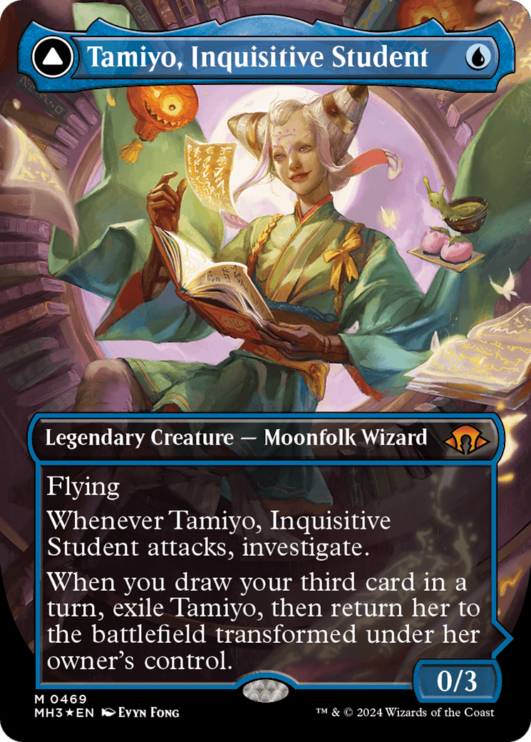 Tamiyo, Inquisitive Student // Tamiyo, Seasoned Scholar (Borderless) (Textured Foil) [Modern Horizons 3] MTG Single Magic: The Gathering  | Multizone: Comics And Games