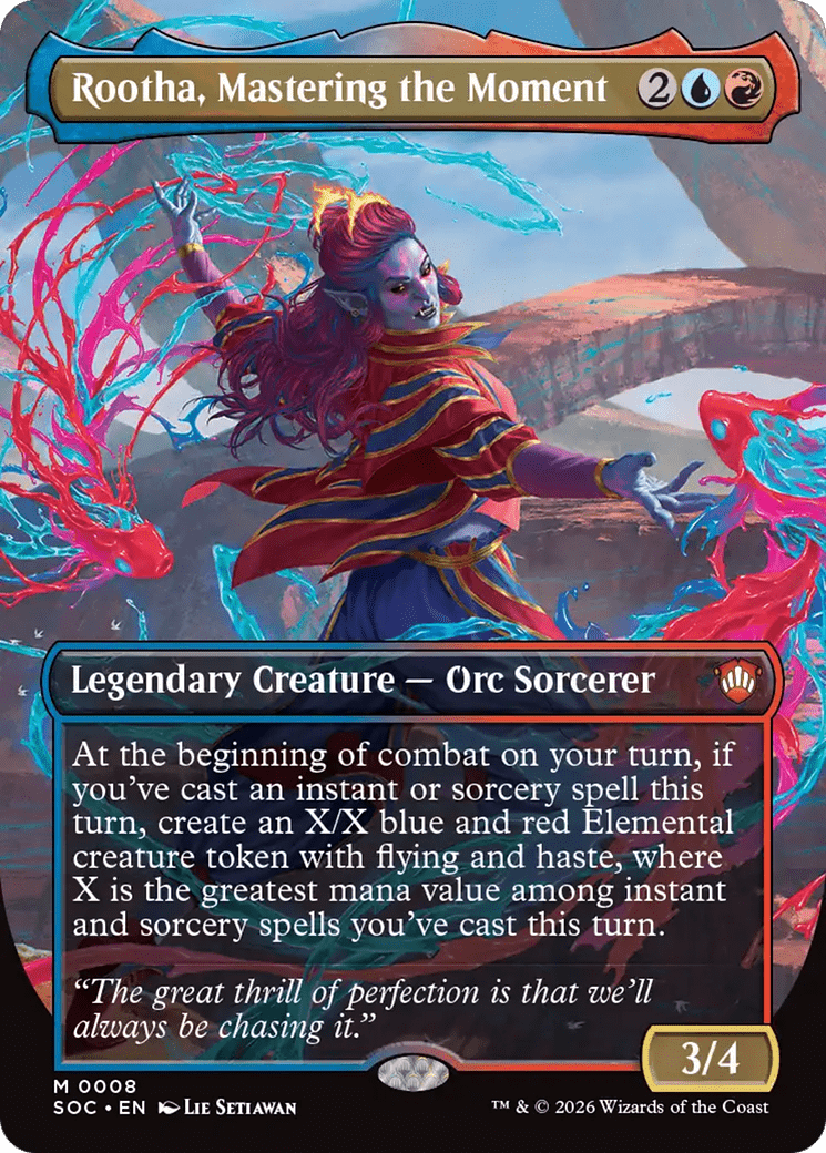 Rootha, Mastering the Moment (Borderless) [Secrets of Strixhaven Commander] MTG Single Magic: The Gathering  | Multizone: Comics And Games