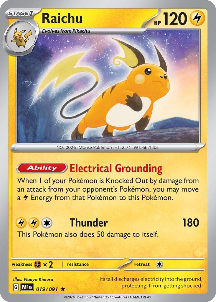 Raichu (019/091) (Theme Deck Exclusive) [Scarlet & Violet: Paldean Fates] Pokemon Single Pokémon  | Multizone: Comics And Games