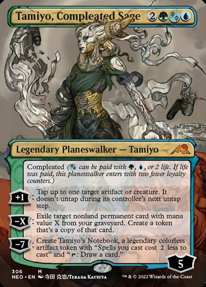 Tamiyo, Compleated Sage (Borderless) [Kamigawa: Neon Dynasty] MTG Single Magic: The Gathering  | Multizone: Comics And Games
