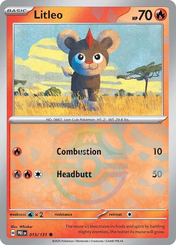 Litleo (015/131) (Master Ball Pattern) [Scarlet & Violet: Prismatic Evolutions] Pokemon Single Pokémon  | Multizone: Comics And Games