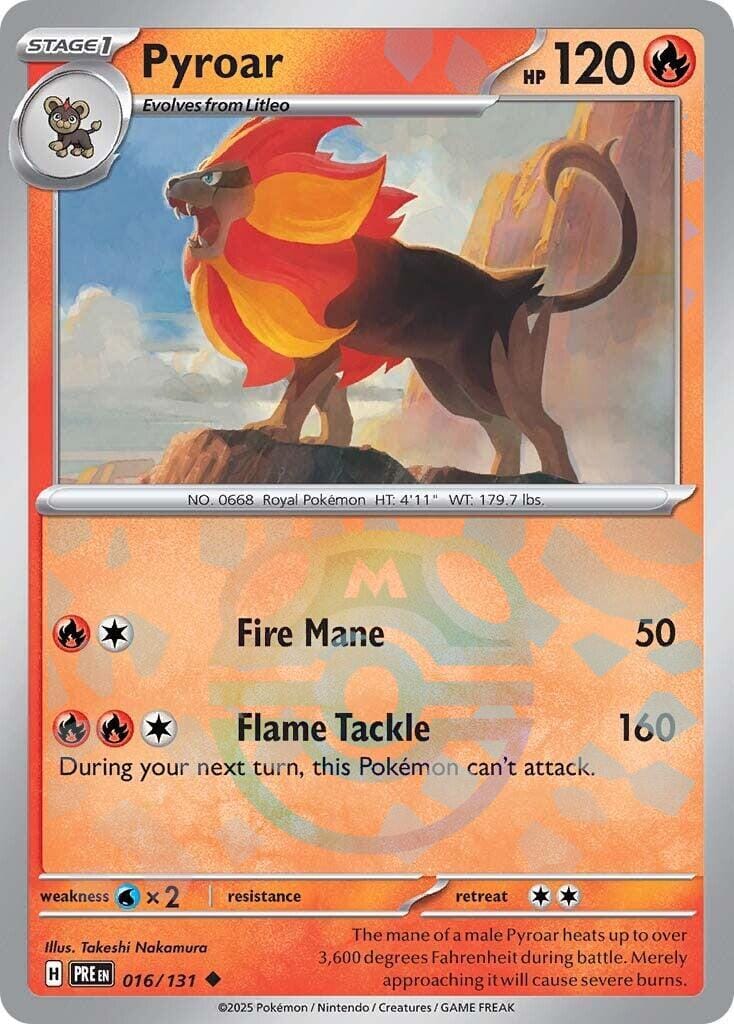 Pyroar (016/131) (Master Ball Pattern) [Scarlet & Violet: Prismatic Evolutions] Pokemon Single Pokémon  | Multizone: Comics And Games