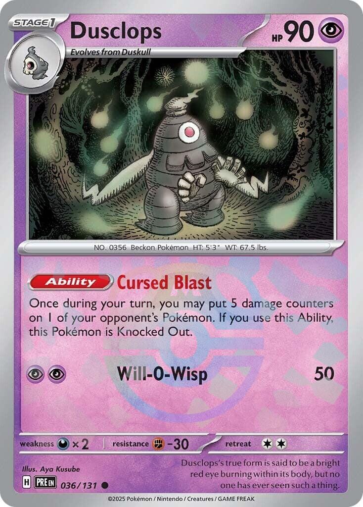 Dusclops (036/131) (Master Ball Pattern) [Scarlet & Violet: Prismatic Evolutions] Pokemon Single Pokémon  | Multizone: Comics And Games